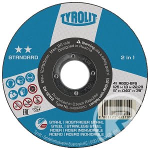 TYROLIT kapskiva 2IN1 125x1,0x22,23 rak A60Q STANDARD stål/rostfritt stål