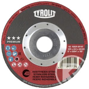 TYROLIT kapskiva 125x2,0x22,23 vinkelböjd A30R PREMIUM rostfritt stål